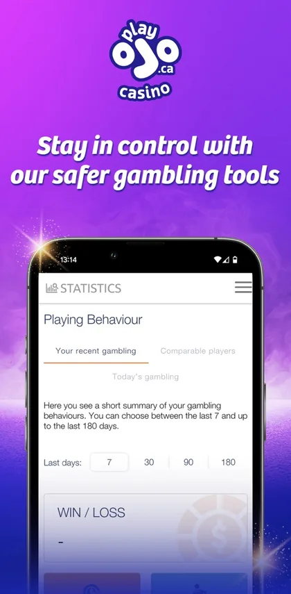 PlayOJO Canada app: safer gambling statistics